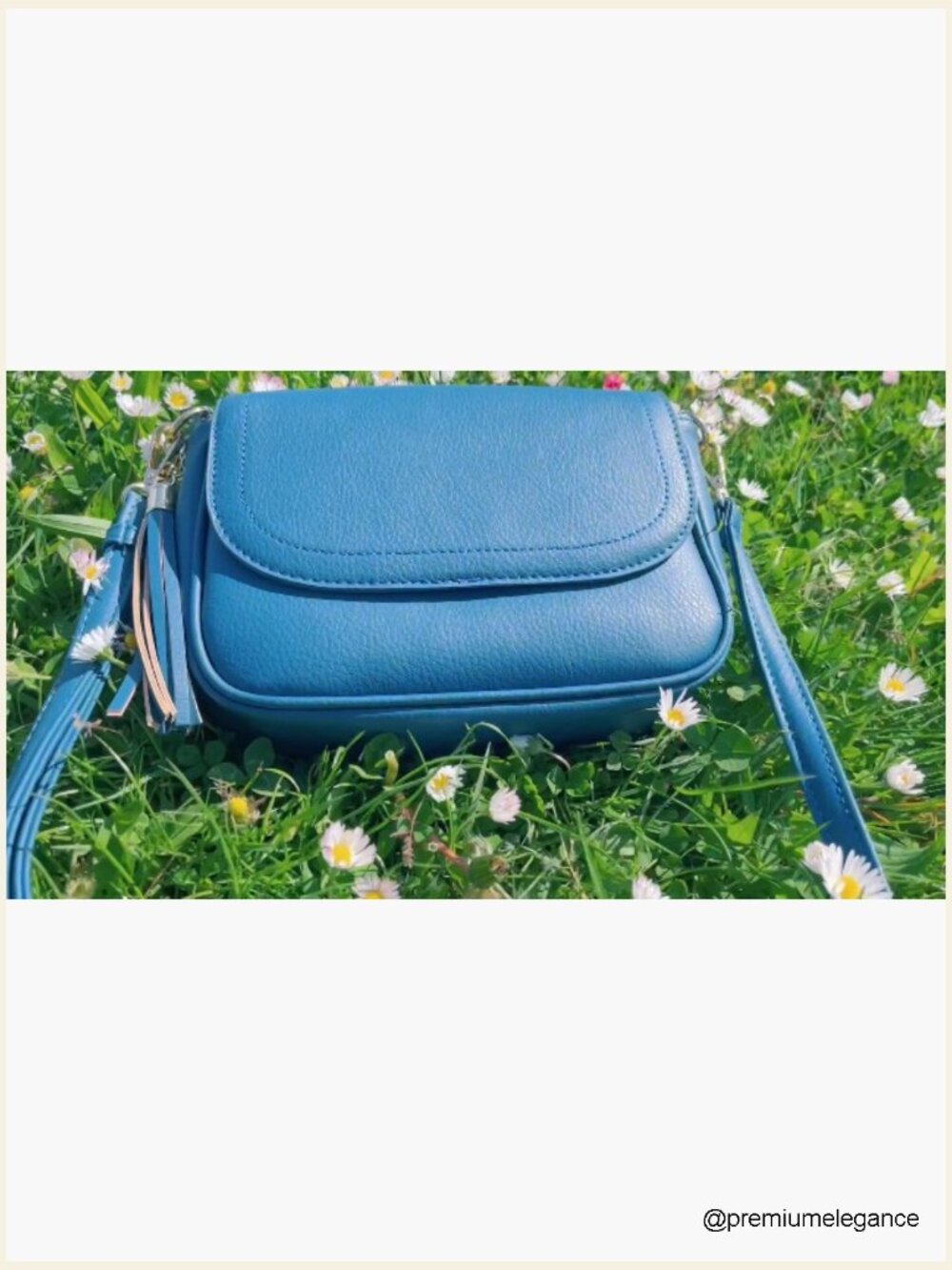 Small Trendy Flap Saddle Crossbody Bag with Tassel Vegan Leather - Picture 7 of 7